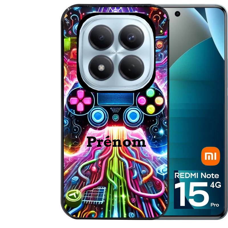 Coque noire taperso pour Redmi Note 15 et PRO PLUS 4G 5G avec motif gamer electro personnalisee protection antichoc personnalisée
