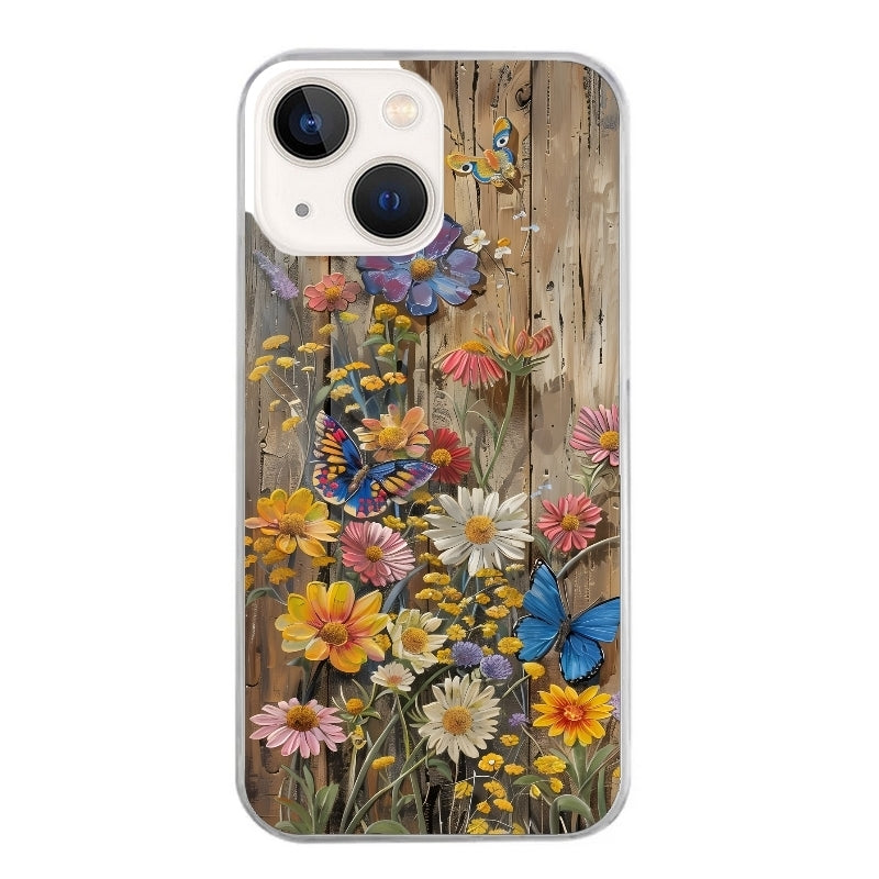 Coque taperso pour Iphone 13 et PRO MINI PRO MAX avec motif bois et papillon 1 protection antichoc personnalisée