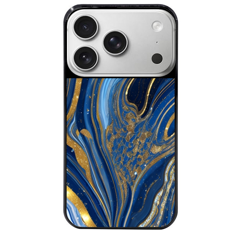 Coque noire taperso pour Iphone 17 17E AIR MAX PRO avec motif marbre bleu agathe protection antichoc personnalisée