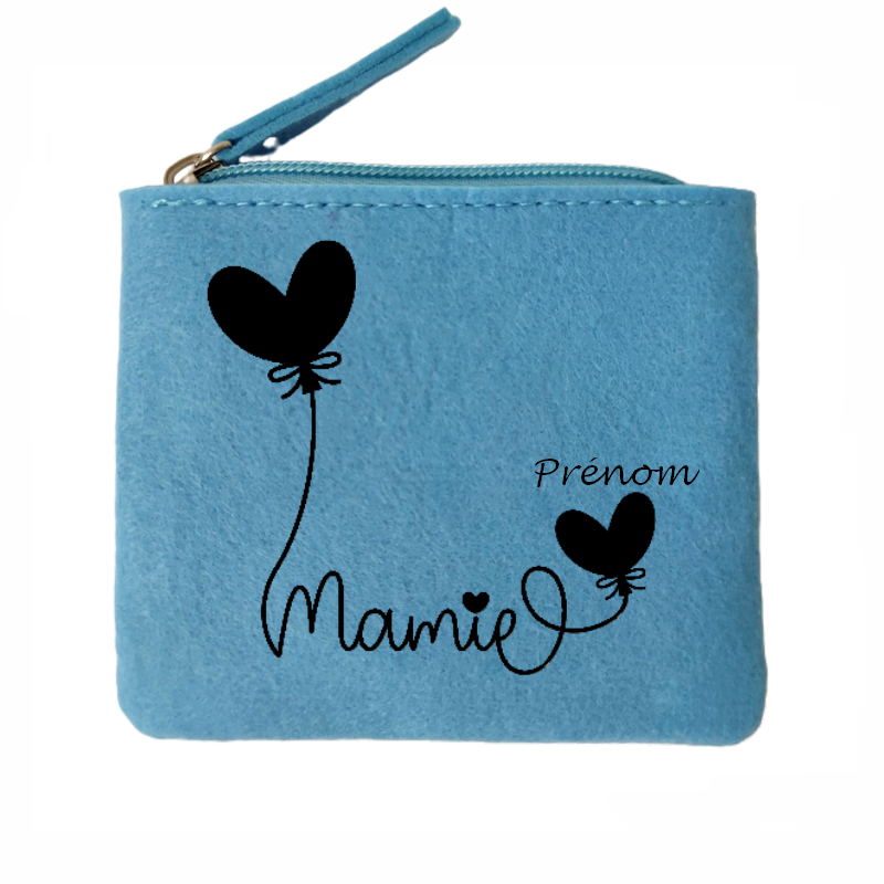 Porte monnaie personnalisé mamie coeur en feutrine en feutrine
