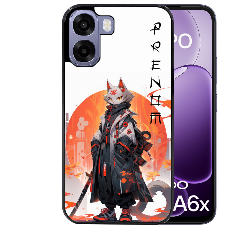 Coque noire taperso pour OPPO A6 A6X 4G et 5G avec motif anime chat japan personnalise protection antichoc personnalisée