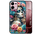 Coque noire taperso pour OPPO A6 PRO 4G et 5G avec motif tete de mort calavera bleu protection antichoc personnalisée