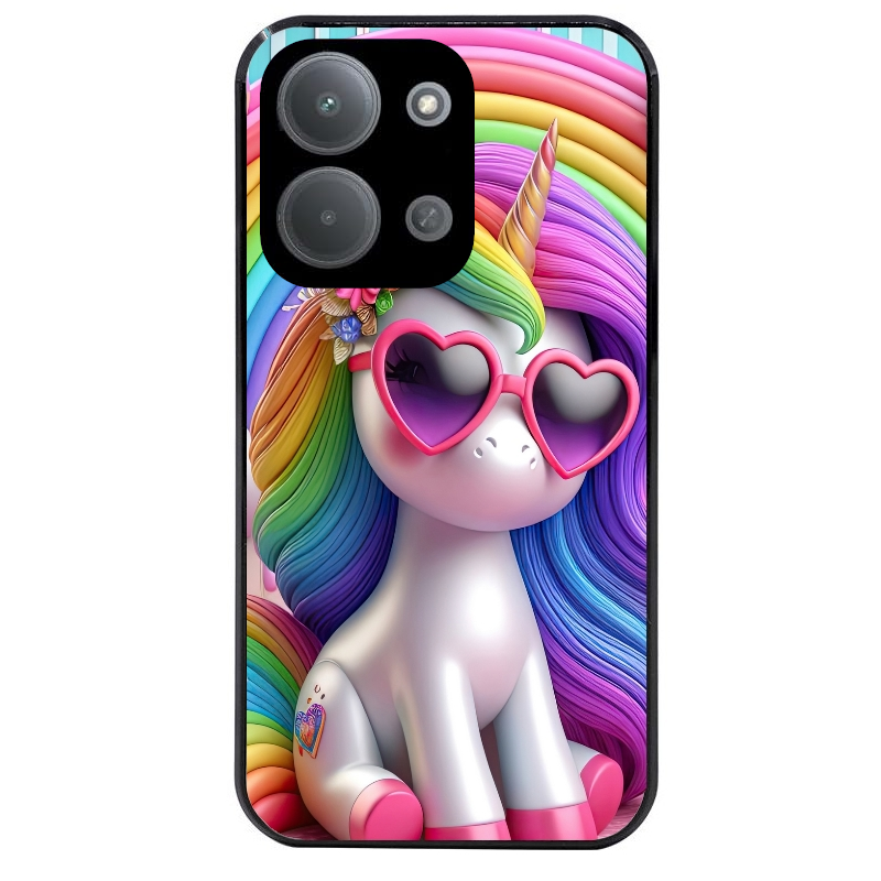 Coque noire taperso pour POCO C85 avec motif licorne pop art protection antichoc personnalisée