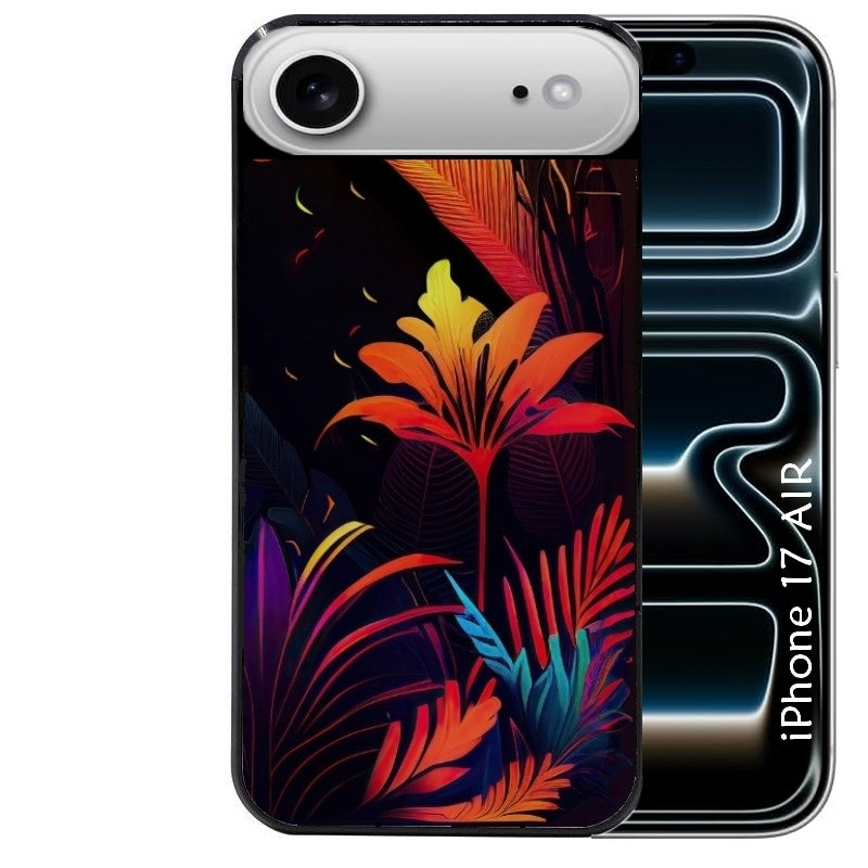 Coque noire taperso pour Iphone 17 17E AIR MAX PRO avec motif tropical jaune protection antichoc personnalisée