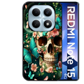 Coque noire taperso pour Redmi Note 15 et PRO PLUS 4G 5G avec motif tete de mort skull printemps protection antichoc personnalisée