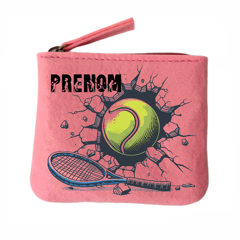 Porte monnaie personnalisé raquette de tennis en feutrine en feutrine