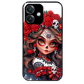 Coque noire taperso pour OPPO A40 avec motif tete de mort calavera rouge protection antichoc personnalisée