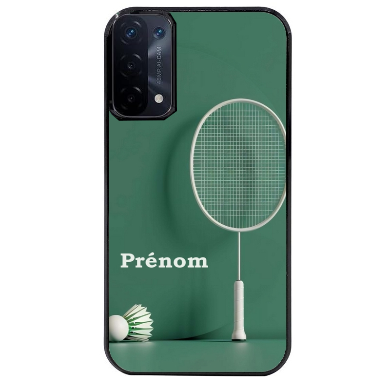 Coque noire taperso pour OPPO A54 et A74 5G avec motif badminton sport personnalise protection antichoc personnalisée