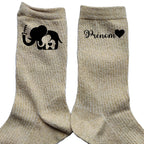 Chaussettes personnalisées paillettes doré motif éléphant maman