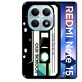 Coque noire taperso pour Redmi Note 15 et PRO PLUS 4G 5G personnalisable avec motif cassette vintage protection antichoc personnalisée