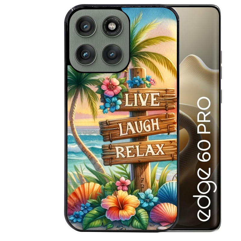 Coque noire taperso pour Moto Edge 60 et Neo Fusion Pro avec motif tropical vacances protection antichoc personnalisée