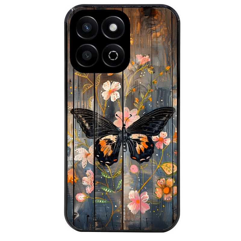 Coque noire taperso pour Honor 70 LITE 90 et LITE avec motif bois et papillon 2 protection antichoc personnalisée