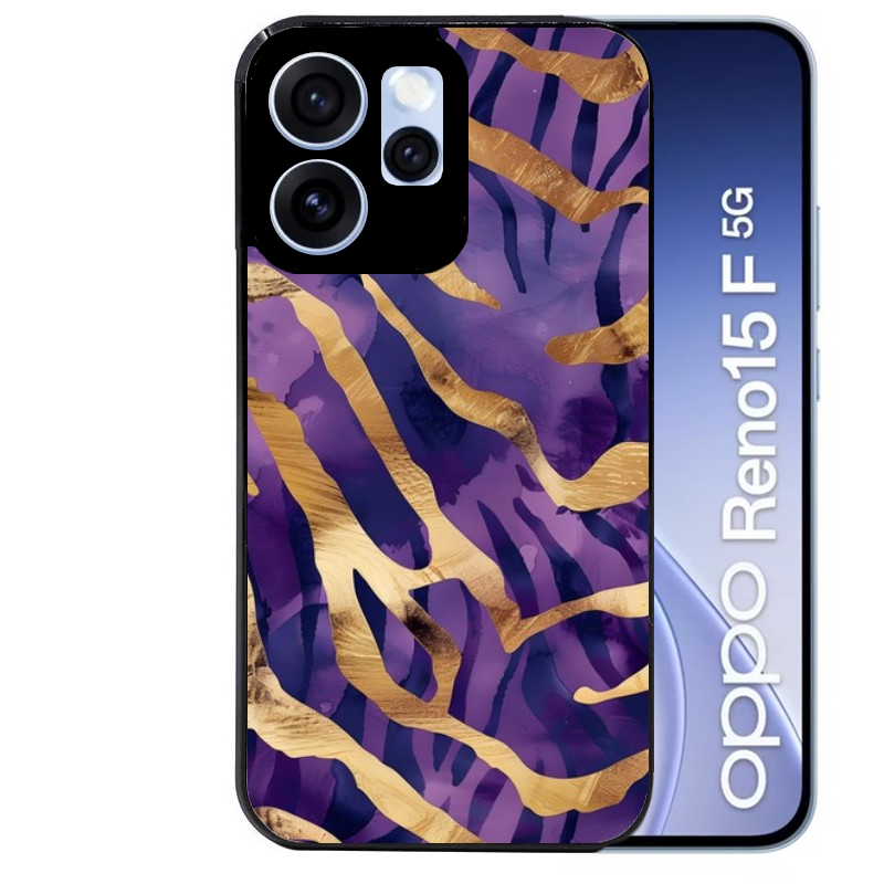 Coque noire taperso pour OPPO Reno 15 et F FS 5G avec motif zebre violet protection antichoc personnalisée