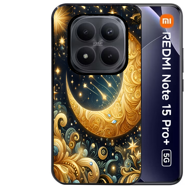 Coque noire taperso pour Redmi Note 15 et PRO PLUS 4G 5G avec motif lune astre protection antichoc personnalisée