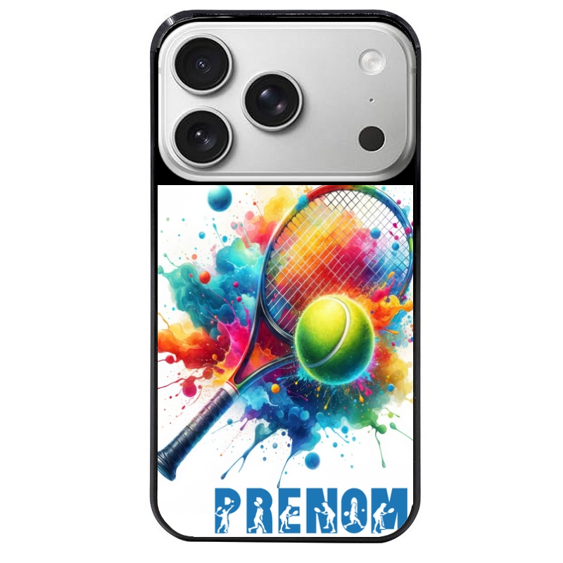 Coque noire taperso pour Iphone 17 17E AIR MAX PRO avec motif tennis raquette personnalisee protection antichoc personnalisée