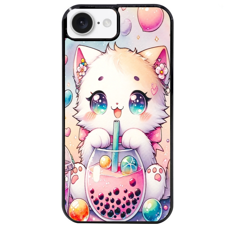 Coque noire taperso pour Iphone 17 17E AIR MAX PRO avec motif chat bubble style manga protection antichoc personnalisée