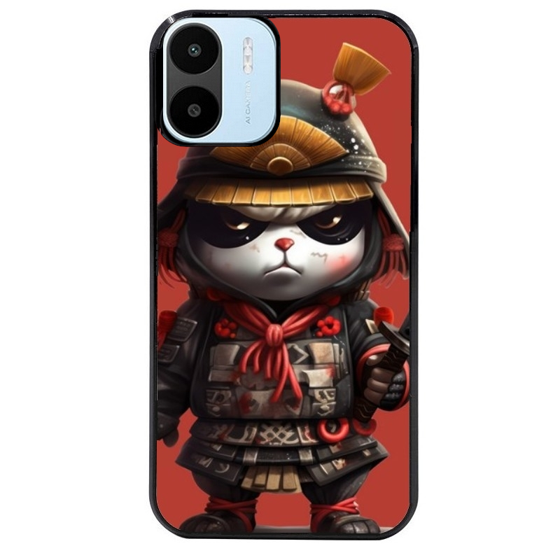 Coque noire taperso pour Redmi A1 et A2 avec motif panda et samourai protection antichoc personnalisée