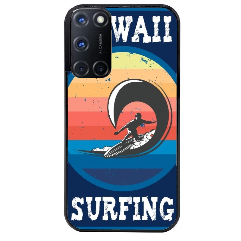 Coque noire taperso pour OPPO Reno 8 LITE avec motif hawaii et surf protection antichoc personnalisée