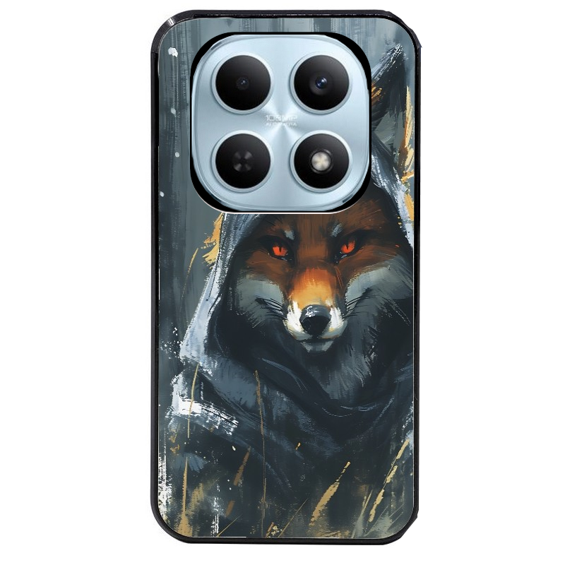 Coque noire taperso pour POCO M8 5G et PRO 5G avec motif renard fox des bois protection antichoc personnalisée