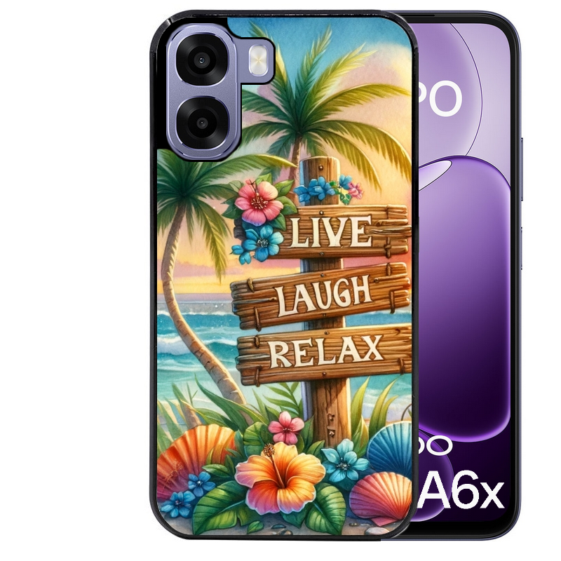 Coque noire taperso pour OPPO A6 A6X 4G et 5G avec motif tropical vacances protection antichoc personnalisée