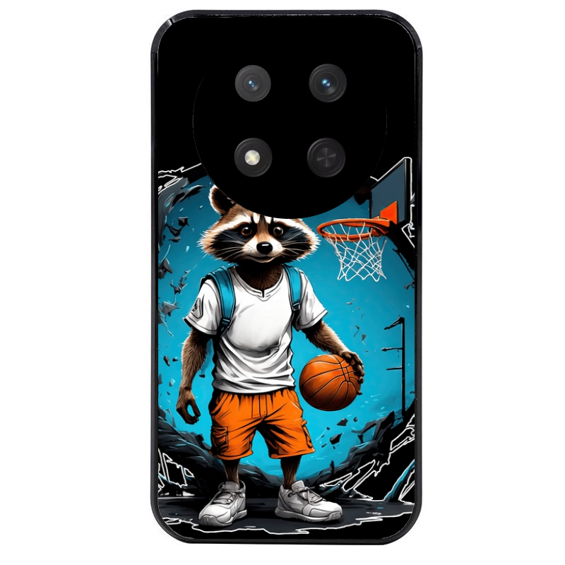 Coque noire taperso pour Magic 7 LITE et PRO avec motif basket racoon protection antichoc personnalisée