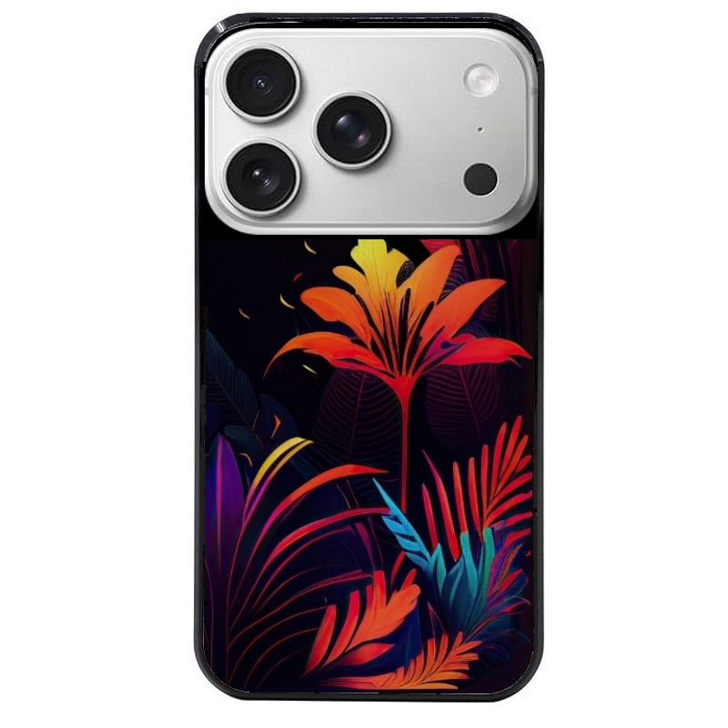 Coque noire taperso pour Iphone 17 17E AIR MAX PRO avec motif tropical jaune protection antichoc personnalisée