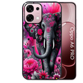 Coque noire taperso pour OPPO A6 PRO 4G et 5G avec motif elephant et fleurs protection antichoc personnalisée