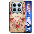 Coque noire taperso pour Redmi Note 15 et PRO PLUS 4G 5G avec motif coeur vintage et initiales personnalisee protection antichoc personnalisée