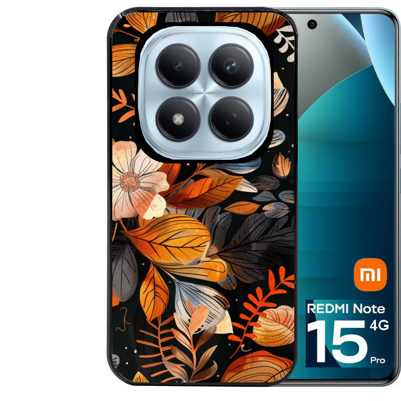 Coque noire taperso pour Redmi Note 15 et PRO PLUS 4G 5G avec motif fleur automne protection antichoc personnalisée