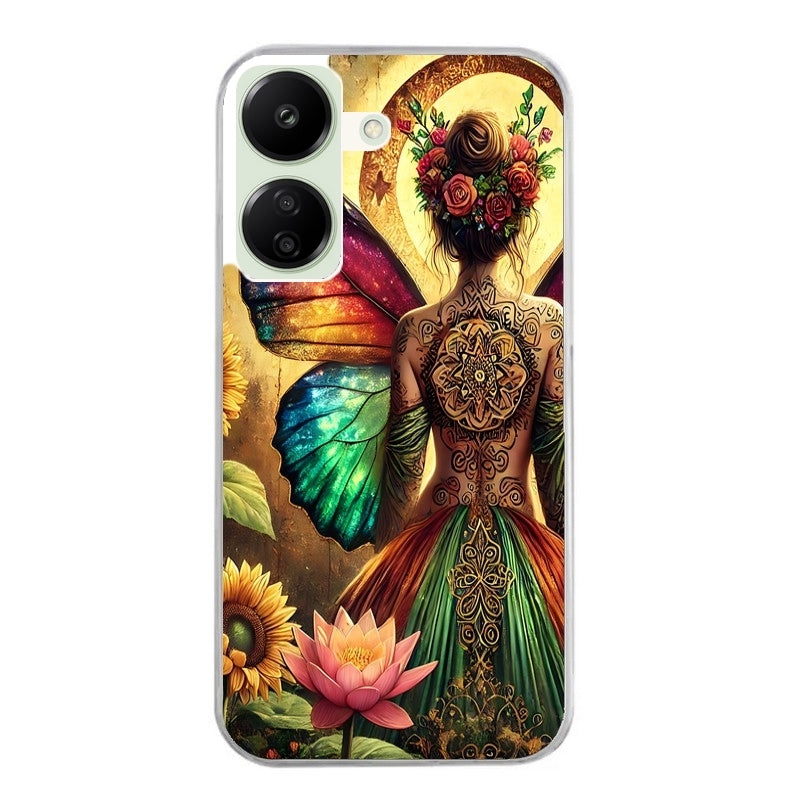 Coque taperso pour POCO C65 4G avec motif fee et fleurs protection antichoc personnalisée