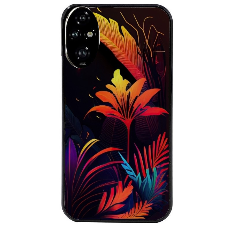 Coque noire taperso pour Honor 200 et Lite Pro Smart avec motif tropical jaune protection antichoc personnalisée