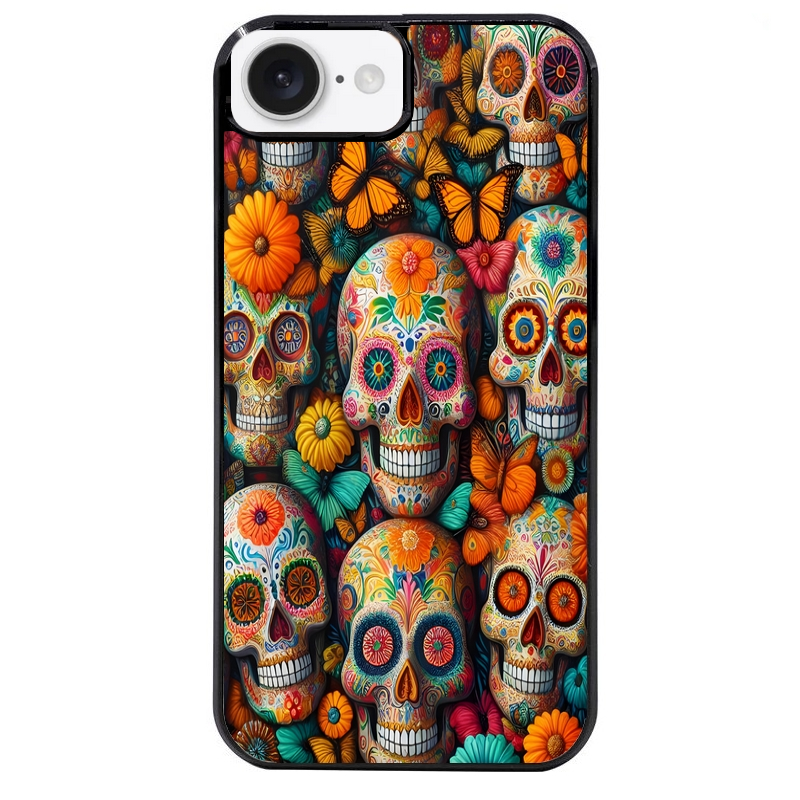 Coque noire taperso pour Iphone 17 17E AIR MAX PRO avec motif mort mexicaine papillon protection antichoc personnalisée