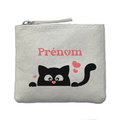 Porte monnaie personnalisé chat kawaii ivoire en feutrine en feutrine ivoire