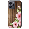 Coque noire taperso pour Redmi 12 4G et 5G avec motif bois avec fleur rose protection antichoc personnalisée