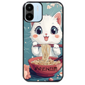 Coque noire taperso pour Redmi A1 et A2 avec motif chat ramen cerisier protection antichoc personnalisée
