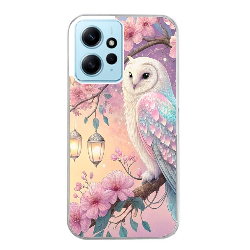 Coque taperso pour POCO X5 5G avec motif chouette cerisier protection antichoc personnalisée
