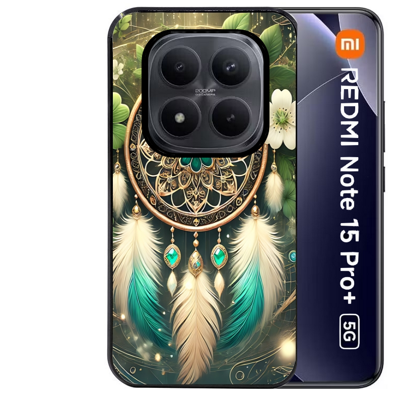Coque noire taperso pour Redmi Note 15 et PRO PLUS 4G 5G avec motif dreamcatcher talisman protection antichoc personnalisée
