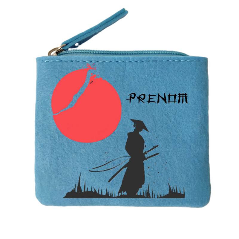 Porte monnaie personnalisé samourai japan en feutrine en feutrine