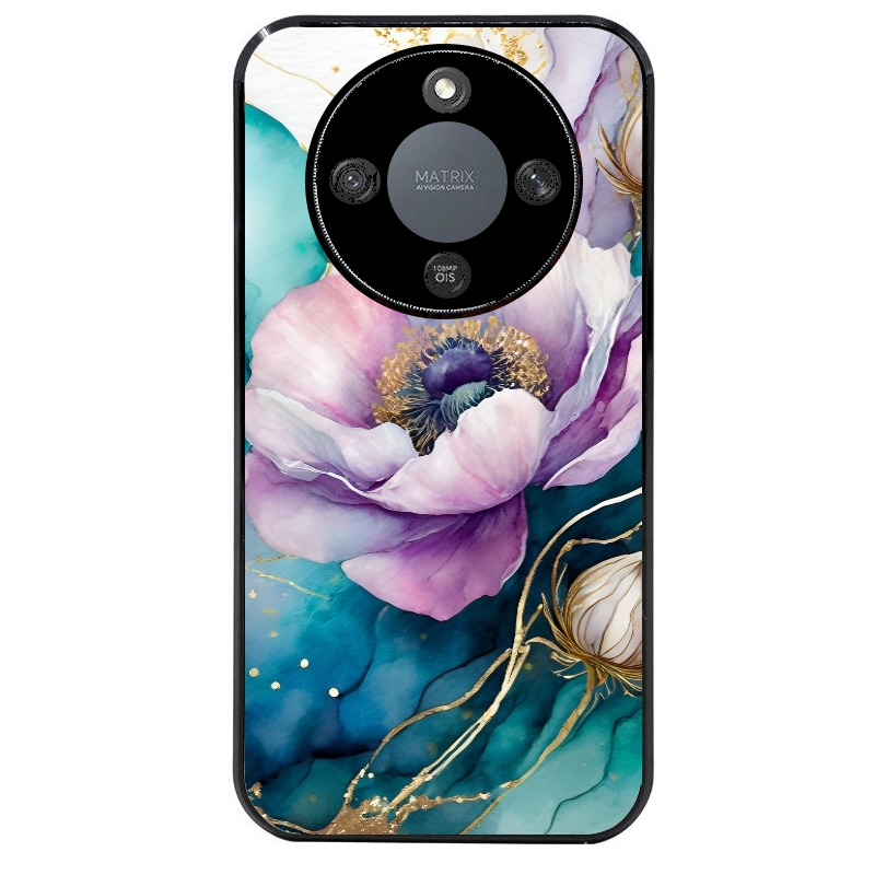 Coque noire taperso pour Magic 5 6 LITE et PRO avec motif marbre fleur protection antichoc personnalisée