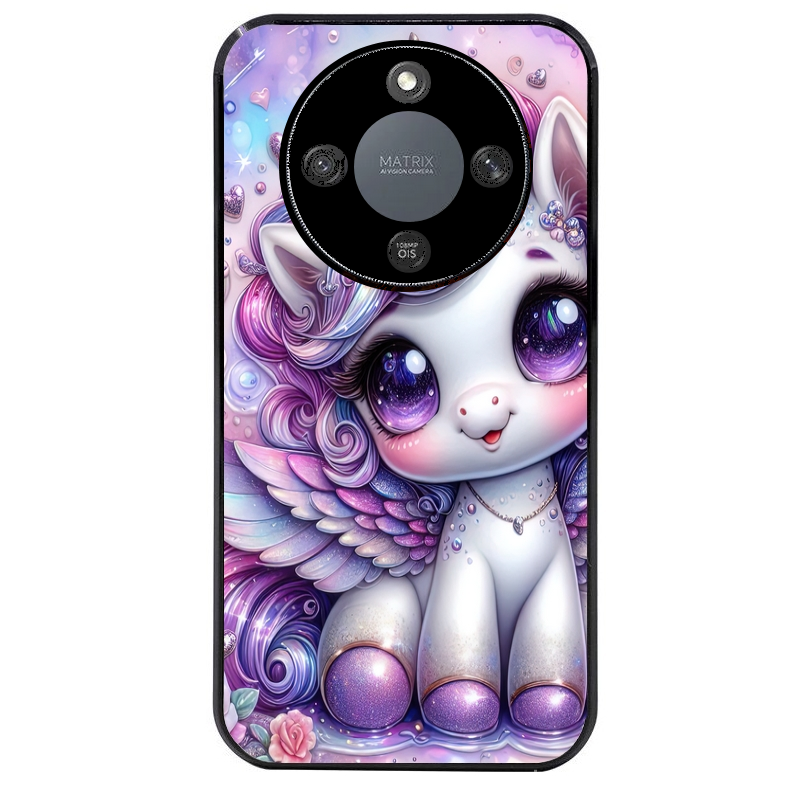 Coque noire taperso pour Magic 5 6 LITE et PRO avec motif licorne violette protection antichoc personnalisée