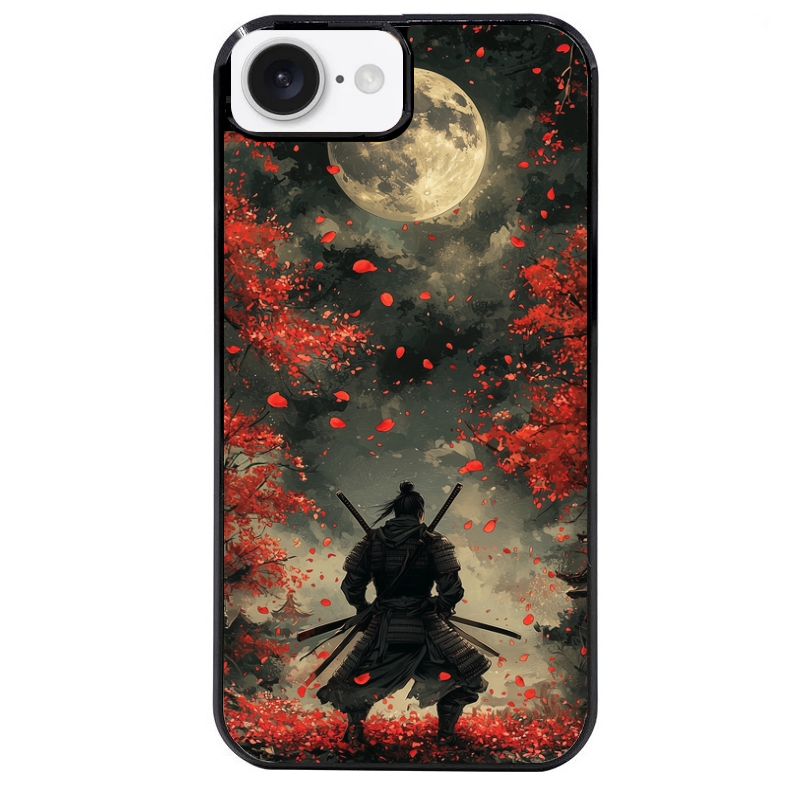 Coque noire taperso pour Iphone 16 16E PLUS MAX PRO avec motif samourai et katana protection antichoc personnalisée