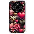 Coque noire taperso pour POCO C75 avec motif coeur et leopard protection antichoc personnalisée