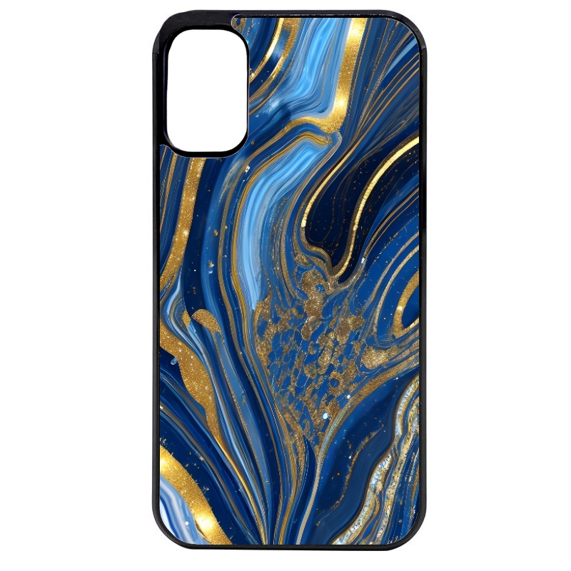 Coque noire taperso pour Moto E13 E14 E15 avec motif marbre bleu agathe protection antichoc personnalisée