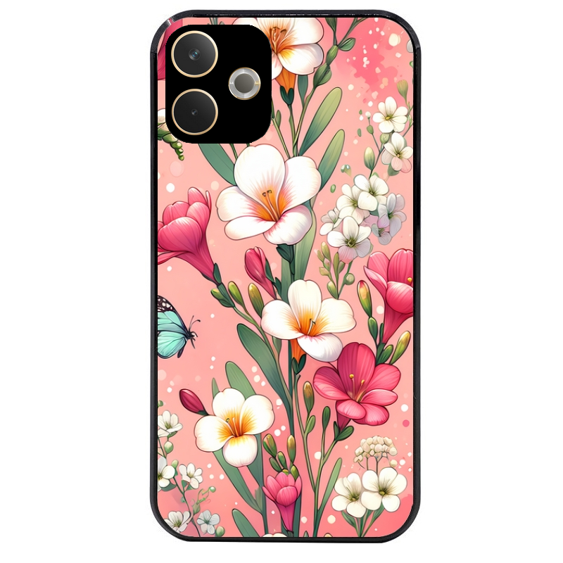 Coque noire taperso pour OPPO A5 PRO 4G et 5G avec motif fleur rose protection antichoc personnalisée