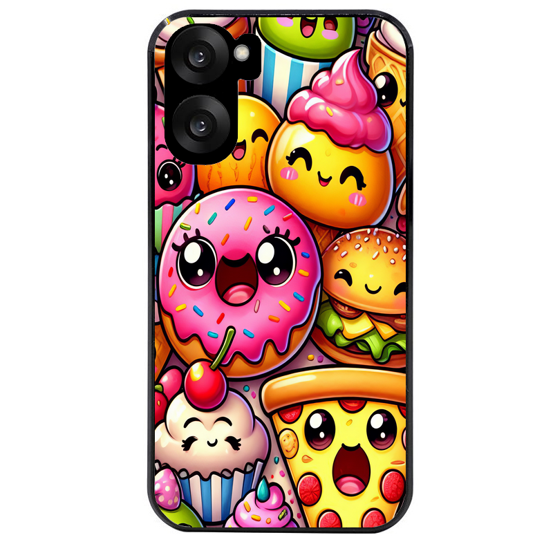 Coque noire taperso pour OnePlus Nord CE5 avec motif anime donut kawaii protection antichoc personnalisée
