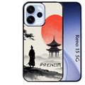Coque noire taperso pour OPPO Reno 15 et F FS 5G avec motif samourai et temple personnalisee protection antichoc personnalisée