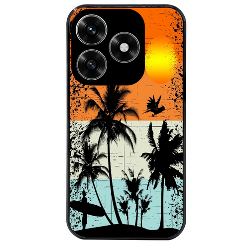 Coque noire taperso pour Honor X6B X5C X5C PLUS avec motif hawai sun protection antichoc personnalisée