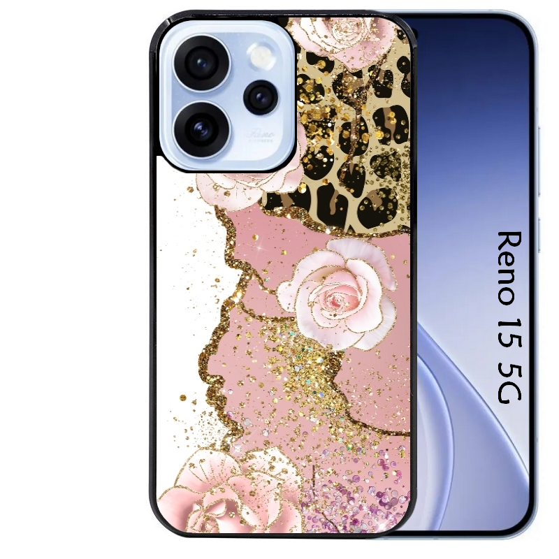 Coque noire taperso pour OPPO Reno 15 et F FS 5G avec motif marbre fleur leopard protection antichoc personnalisée