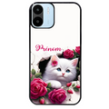 Coque noire taperso pour Redmi A1 et A2 avec motif chat fleurs personnalisee protection antichoc personnalisée