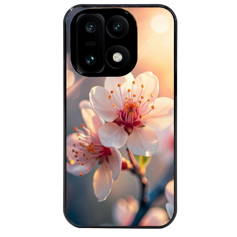 Coque noire taperso pour OnePlus 15 avec motif fleur de cerisier protection antichoc personnalisée